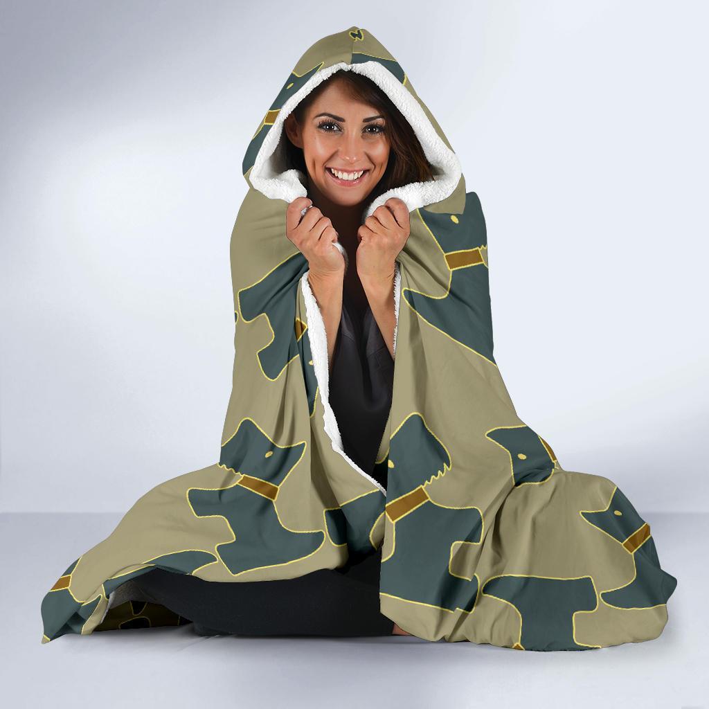 Dog Westie Pattern Print Hooded Blanket-grizzshop