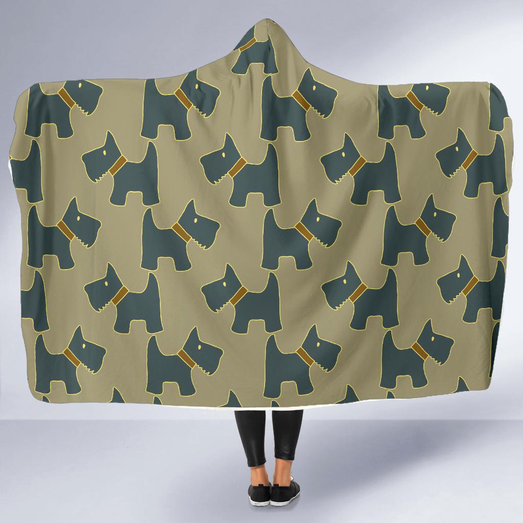 Dog Westie Pattern Print Hooded Blanket-grizzshop