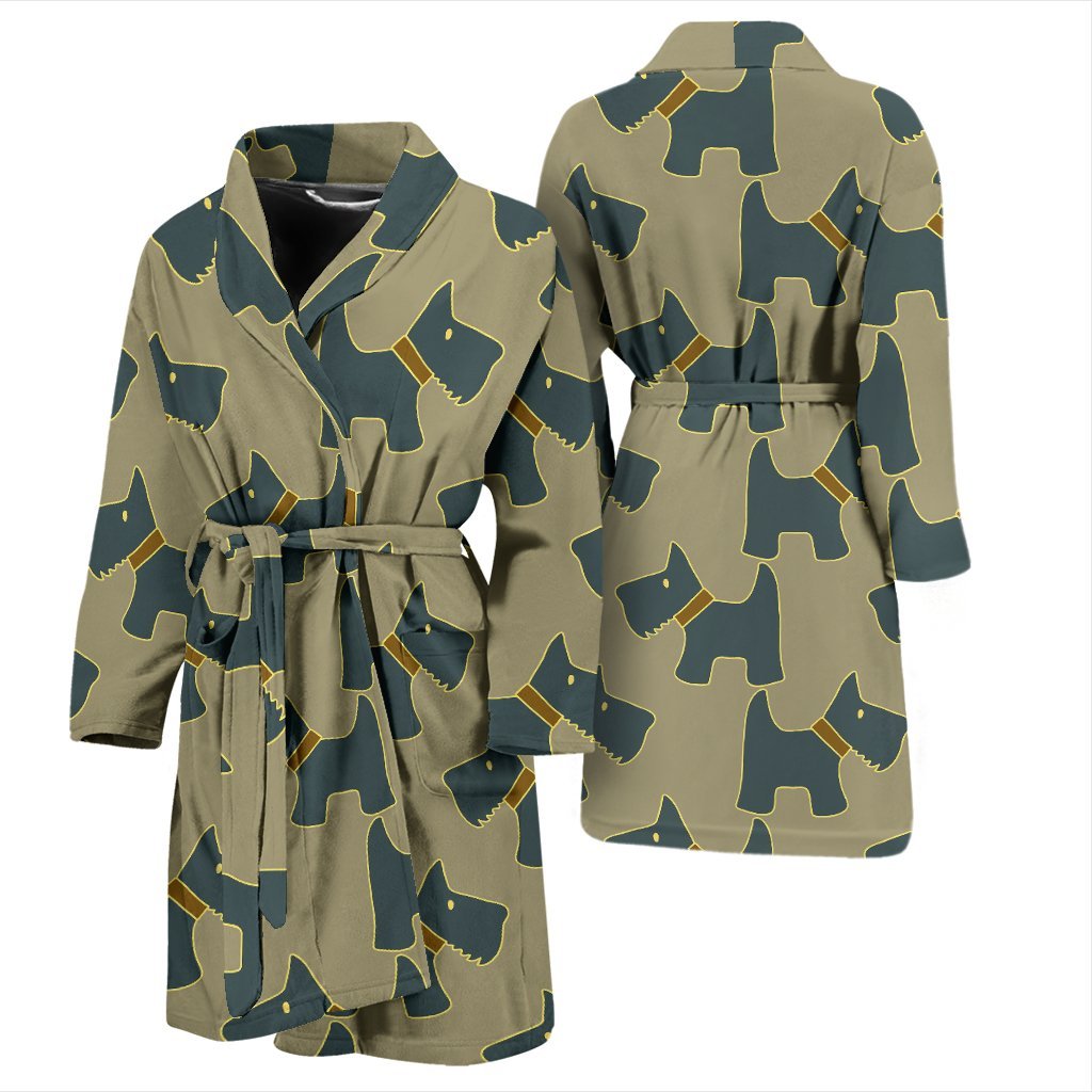 Dog Westie Pattern Print Men Long Robe-grizzshop