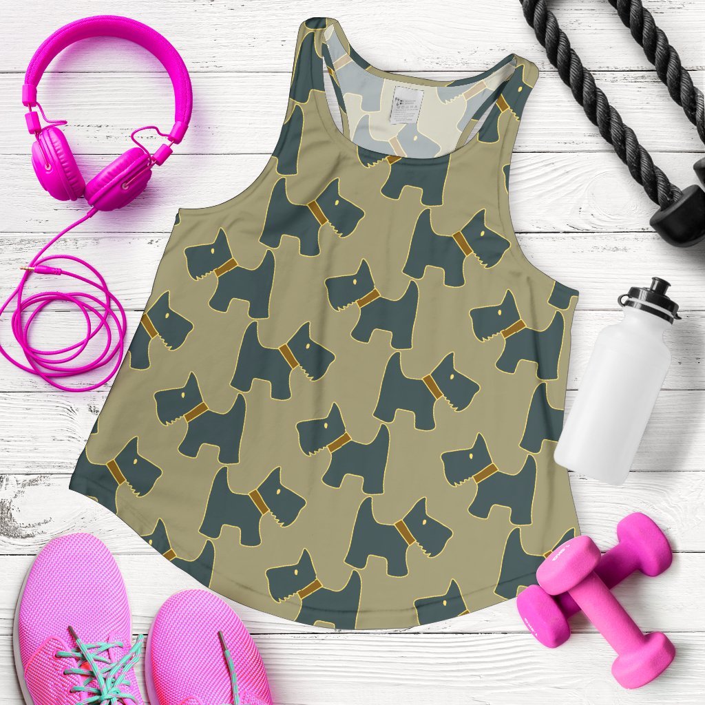 Dog Westie Pattern Print Women's Racerback Tank Tops-grizzshop