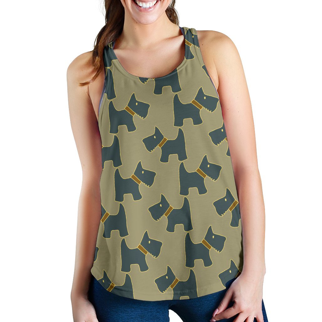 Dog Westie Pattern Print Women's Racerback Tank Tops-grizzshop