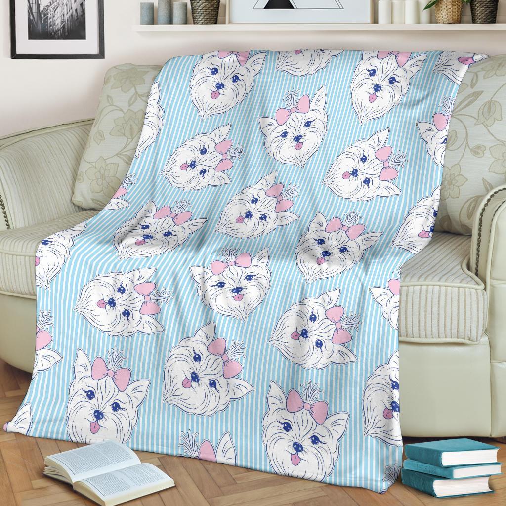 Dog Yorkshire Terrier Puppy Pattern Print Blanket-grizzshop