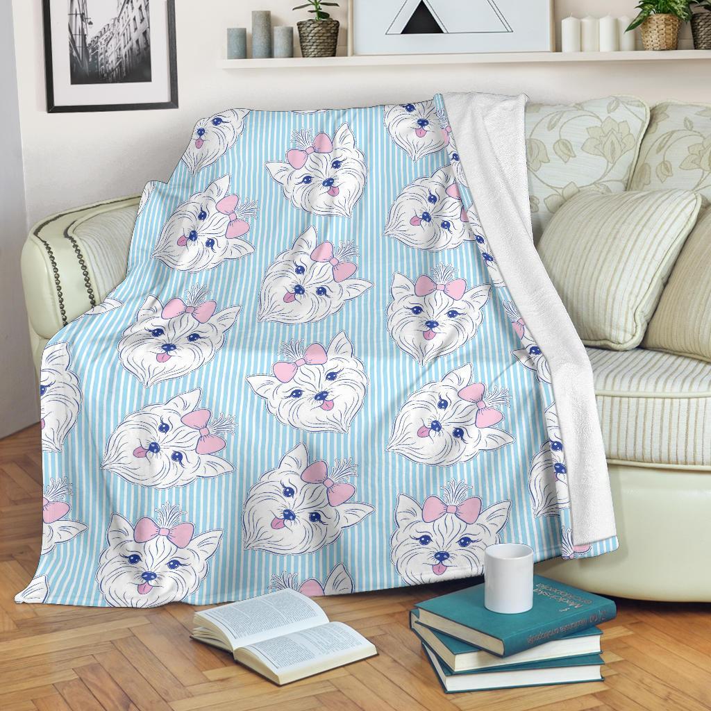 Dog Yorkshire Terrier Puppy Pattern Print Blanket-grizzshop