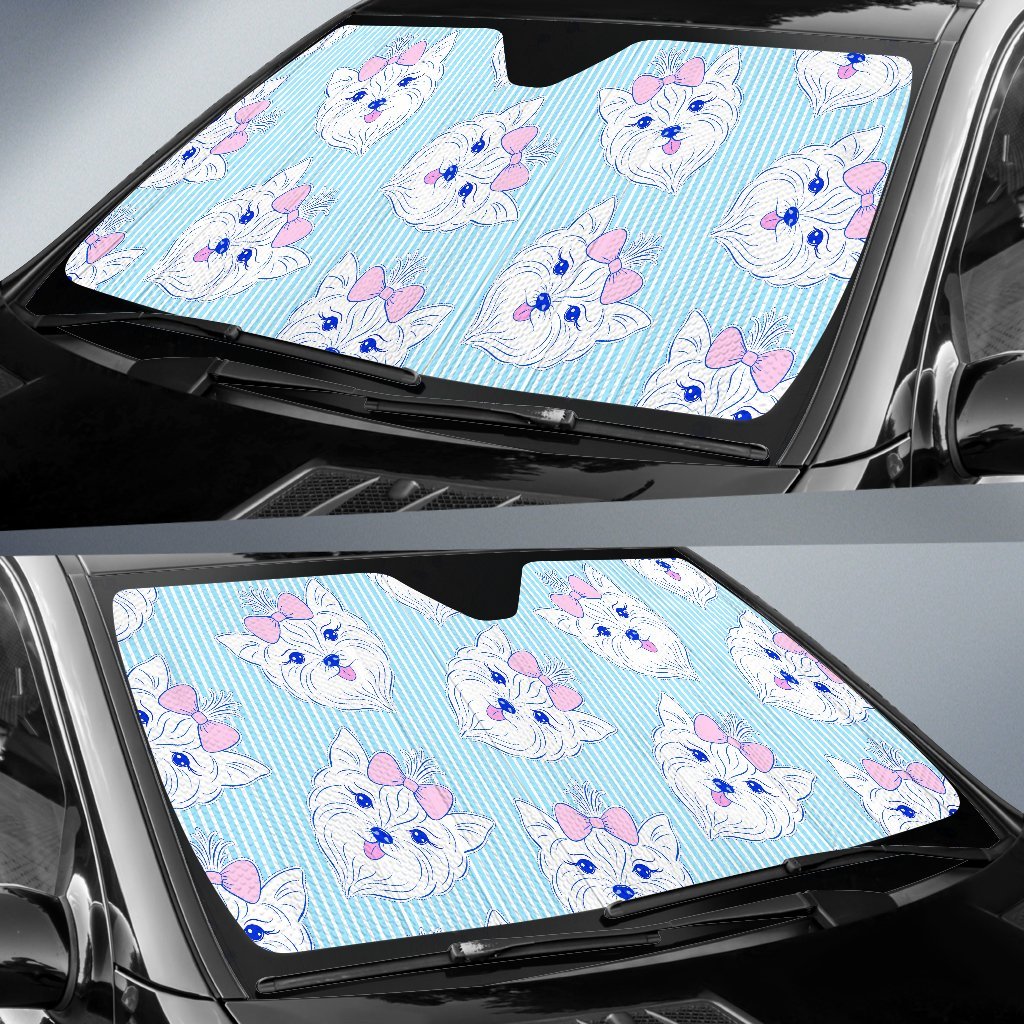 Dog Yorkshire Terrier Puppy Pattern Print Car Sun Shade-grizzshop