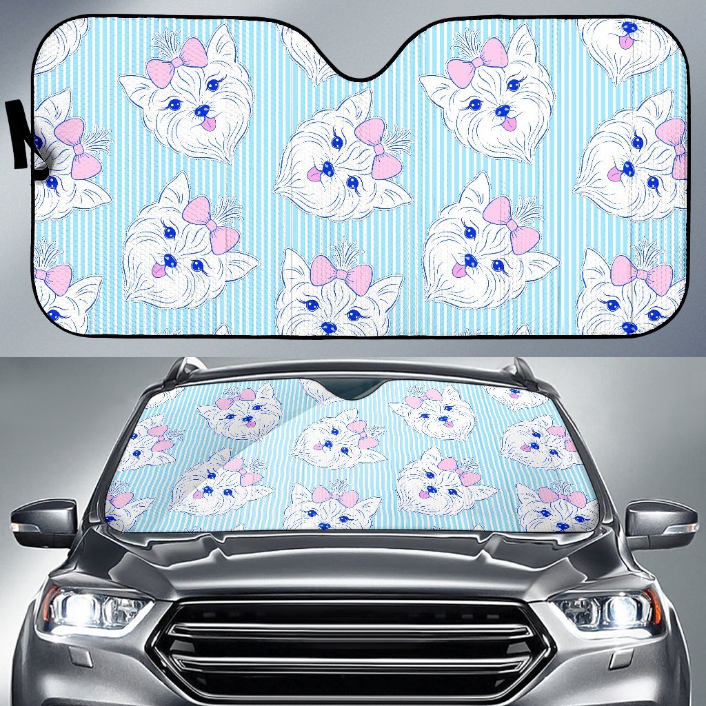 Dog Yorkshire Terrier Puppy Pattern Print Car Sun Shade-grizzshop