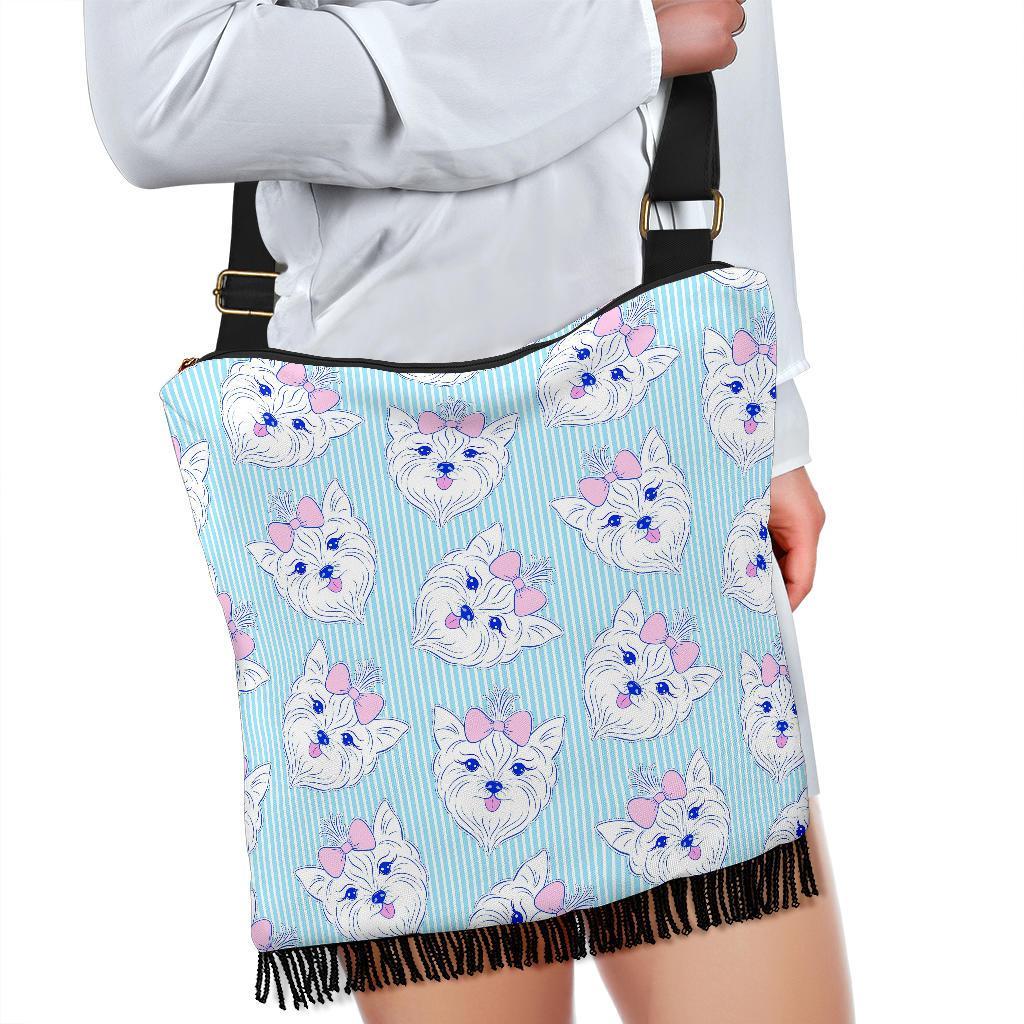 Dog Yorkshire Terrier Puppy Pattern Print Crossbody Bags-grizzshop