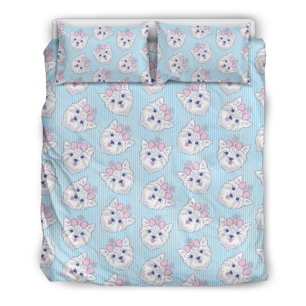 Dog Yorkshire Terrier Puppy Pattern Print Duvet Cover Bedding Set-grizzshop