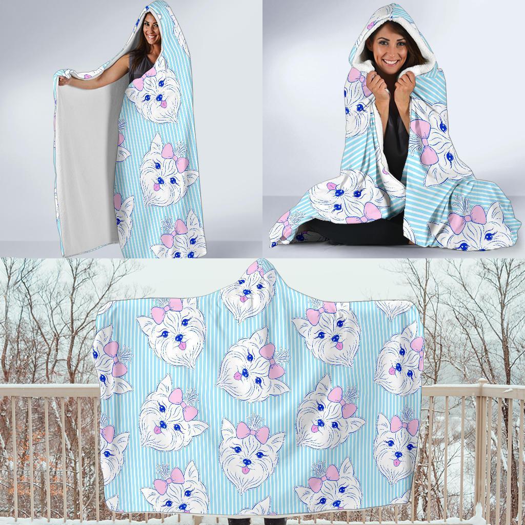 Dog Yorkshire Terrier Puppy Pattern Print Hooded Blanket-grizzshop
