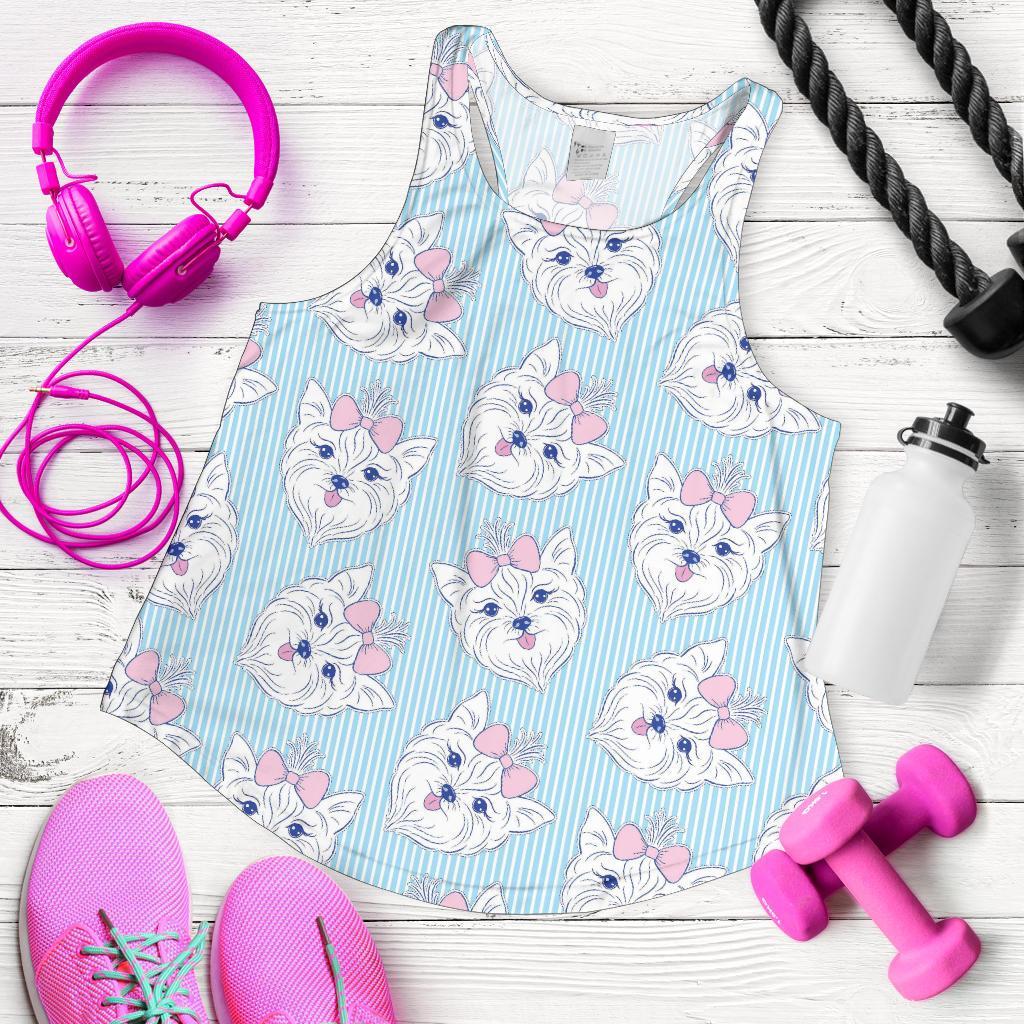 Dog Yorkshire Terrier Puppy Pattern Print Racerback Tank Tops-grizzshop