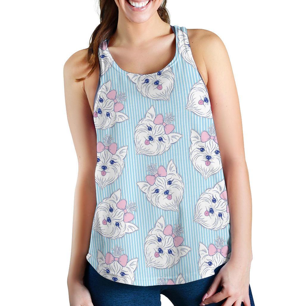 Dog Yorkshire Terrier Puppy Pattern Print Racerback Tank Tops-grizzshop