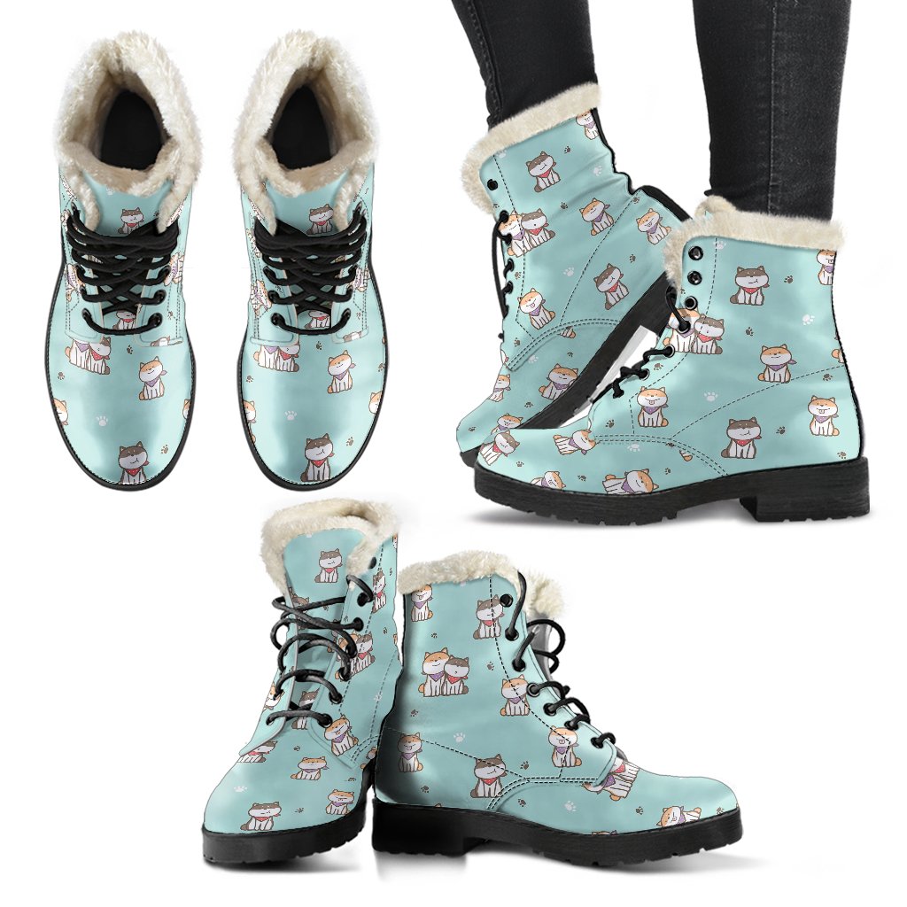 Dog Pupppy Shiba Inu Pattern Print Comfy Winter Boots-grizzshop