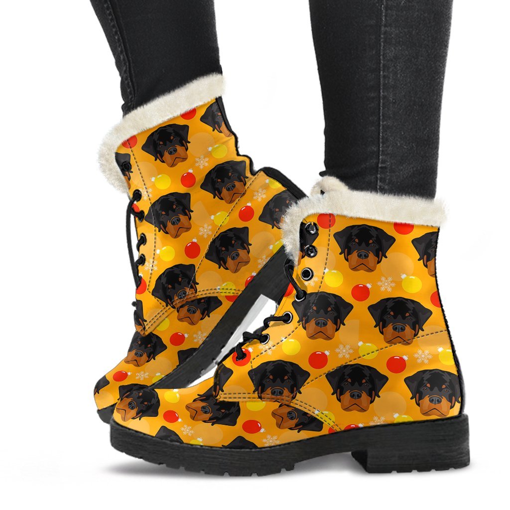 Dog Rottweiler Pattern Print Comfy Winter Boots-grizzshop