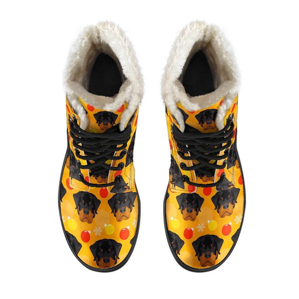 Dog Rottweiler Pattern Print Comfy Winter Boots-grizzshop
