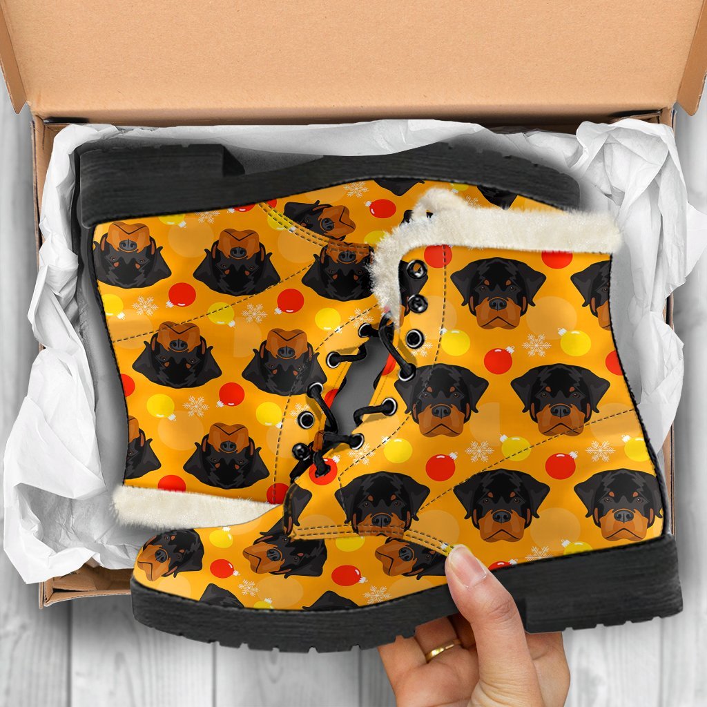 Dog Rottweiler Pattern Print Comfy Winter Boots-grizzshop