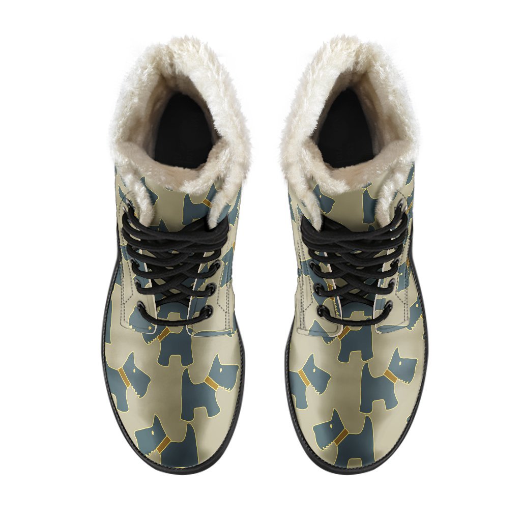 Dog Westie Pattern Print Comfy Winter Boots-grizzshop