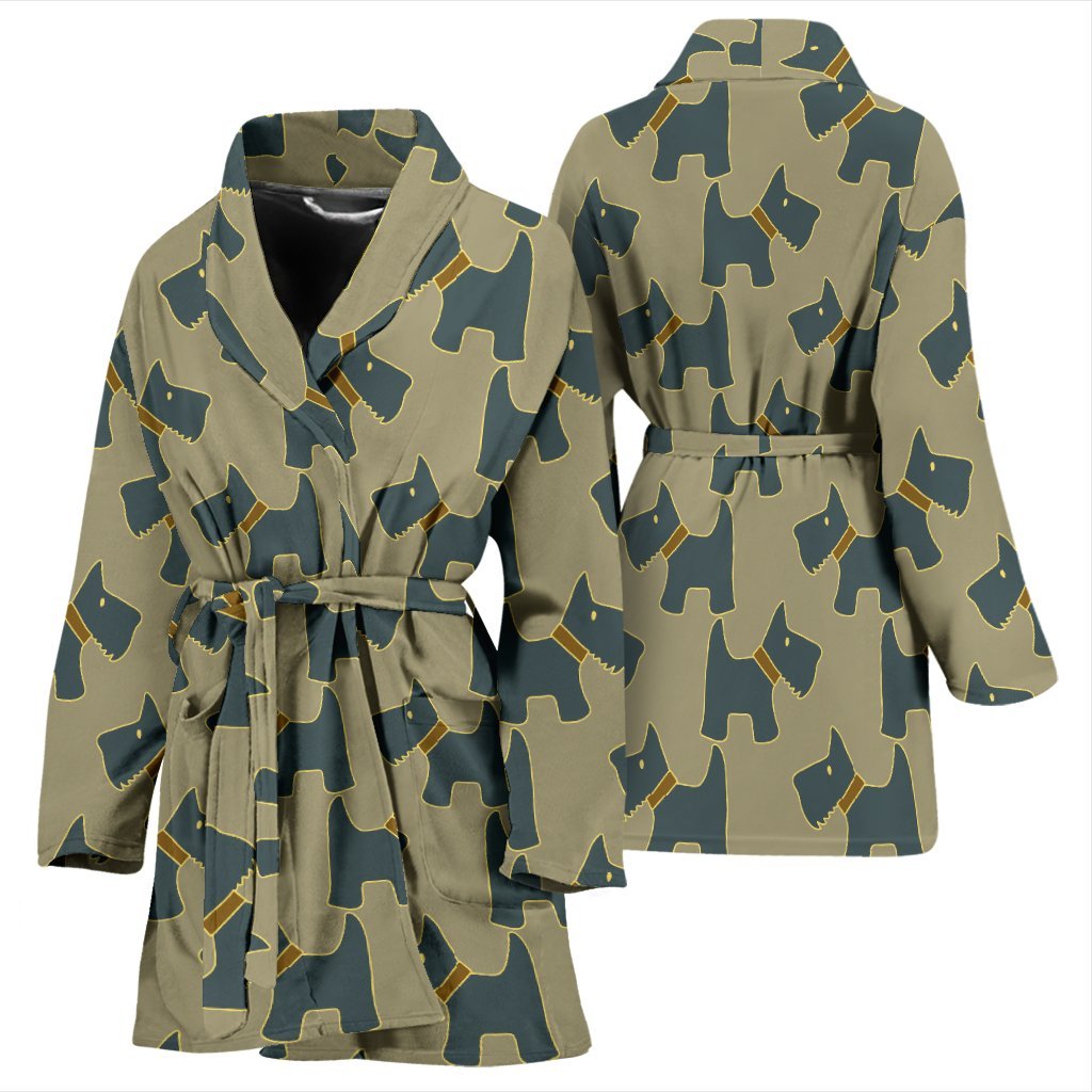 Dog Westie Pattern Print Women Long Robe-grizzshop
