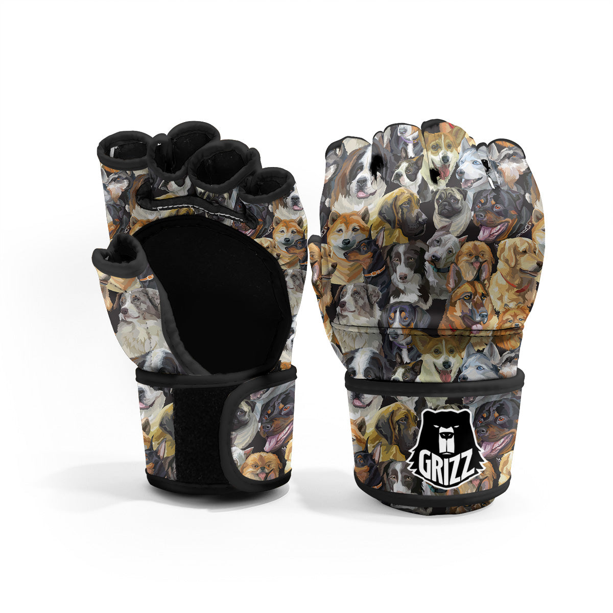Dogs Breeds Watercolor Print Pattern MMA Gloves-grizzshop