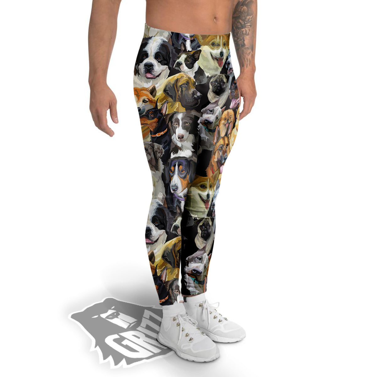 Dogs Breeds Watercolor Print Pattern Men's Leggings-grizzshop