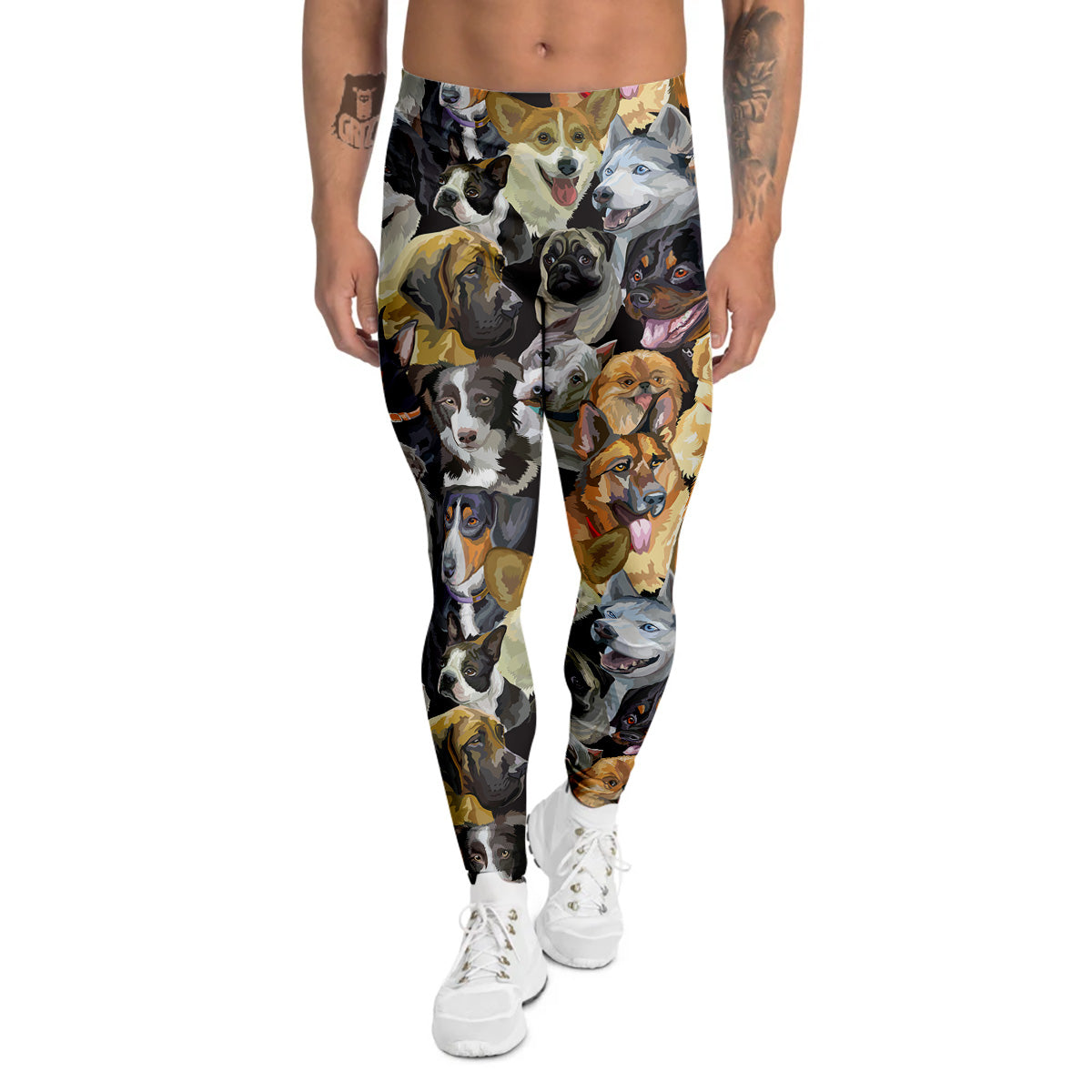 Dogs Breeds Watercolor Print Pattern Men's Leggings-grizzshop