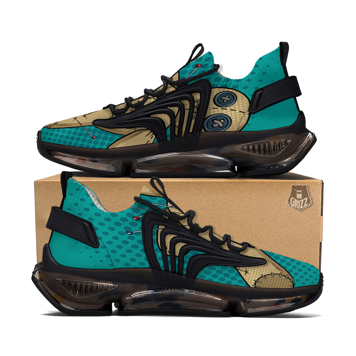 Doll Voodoo Print Black Gym Shoes-grizzshop
