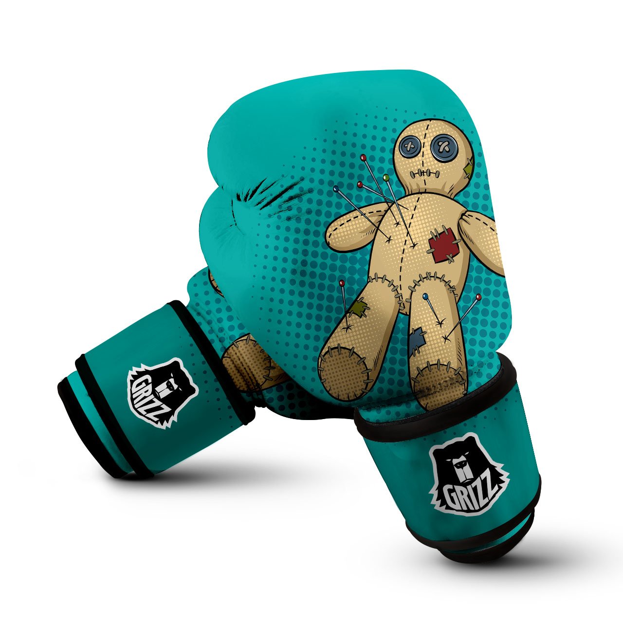 Doll Voodoo Print Boxing Gloves-grizzshop