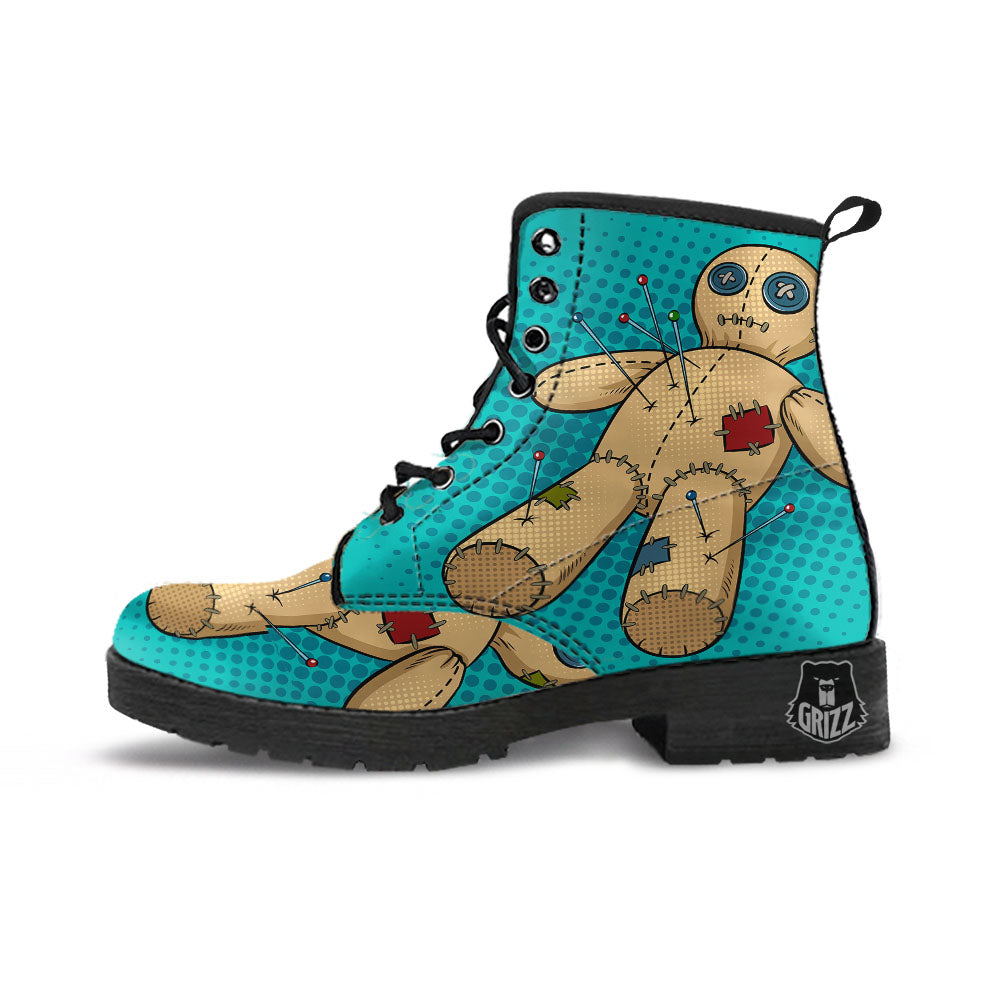 Doll Voodoo Print Leather Boots-grizzshop