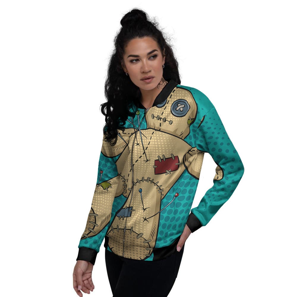 Doll Voodoo Print Women's Bomber Jacket-grizzshop