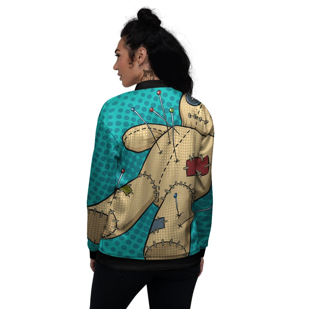 Doll Voodoo Print Women's Bomber Jacket-grizzshop