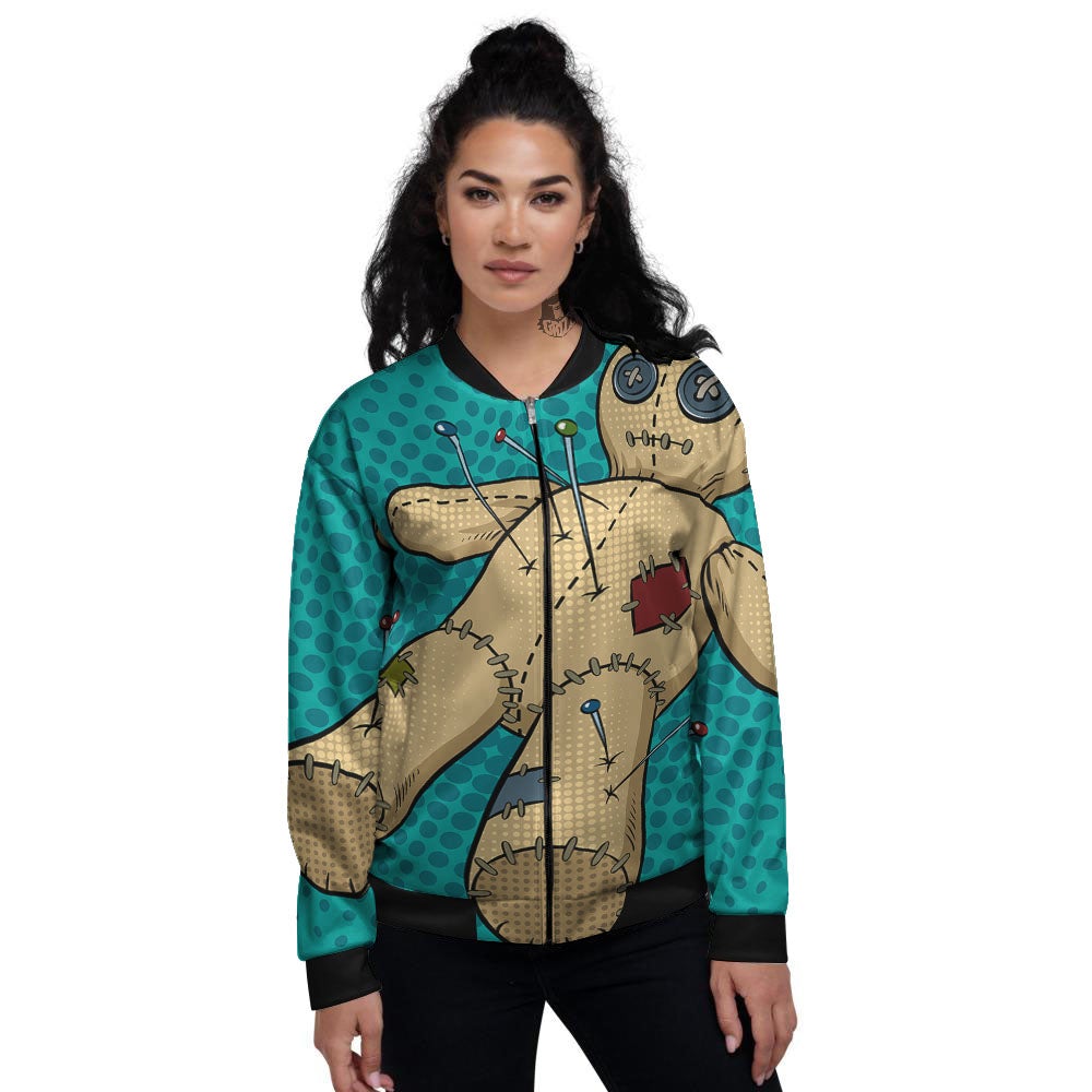 Doll Voodoo Print Women's Bomber Jacket-grizzshop