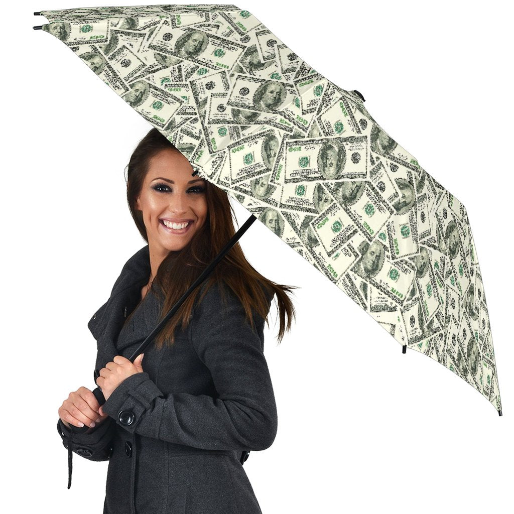 Dollar Money Pattern Print Automatic Foldable Umbrella-grizzshop