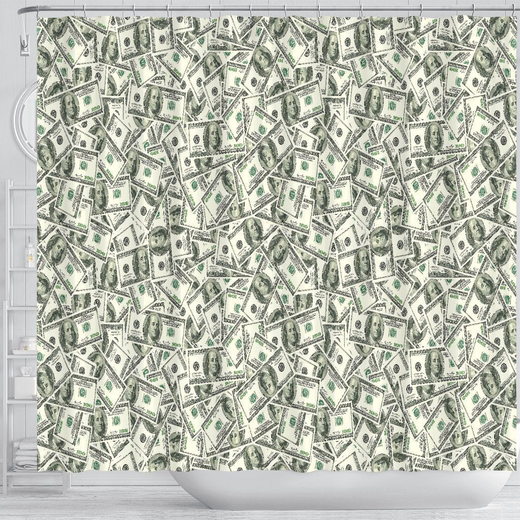 Dollar Money Pattern Print Bathroom Shower Curtain-grizzshop