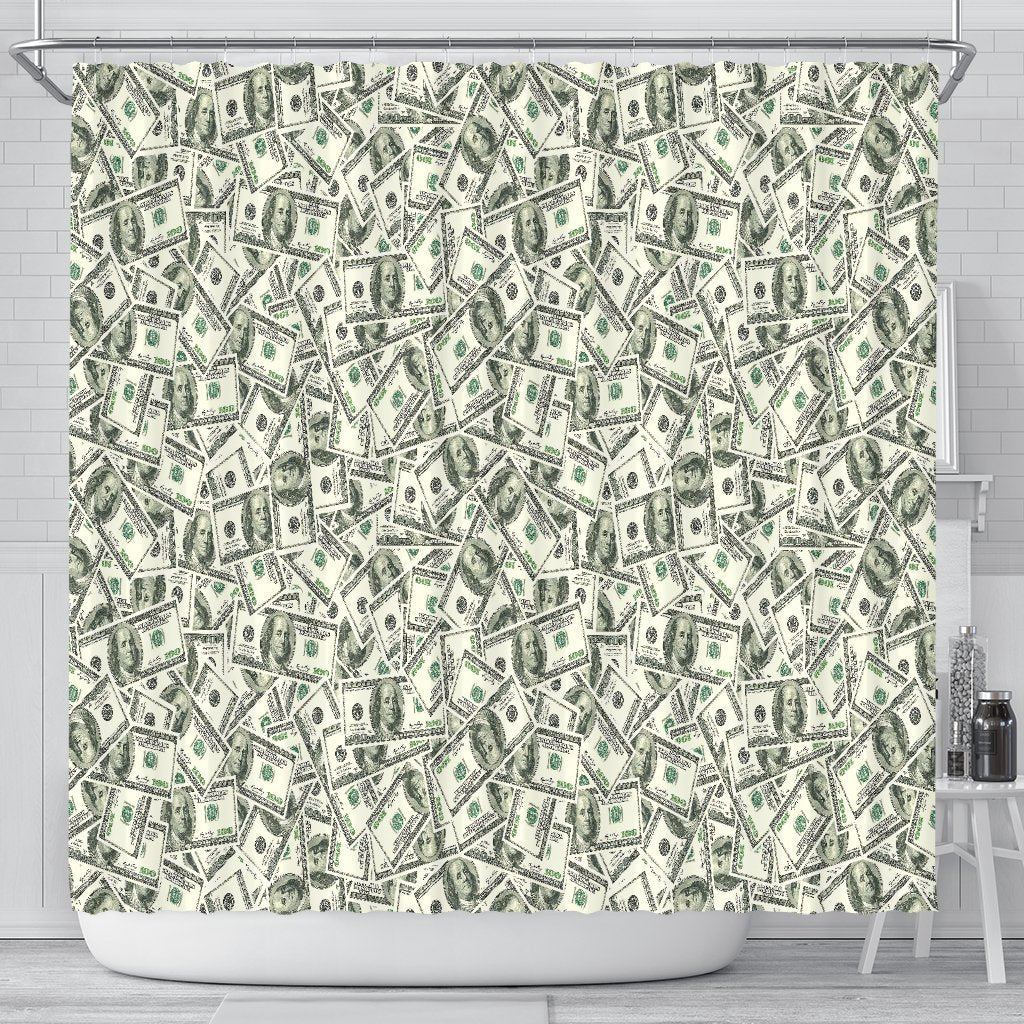 Dollar Money Pattern Print Bathroom Shower Curtain-grizzshop