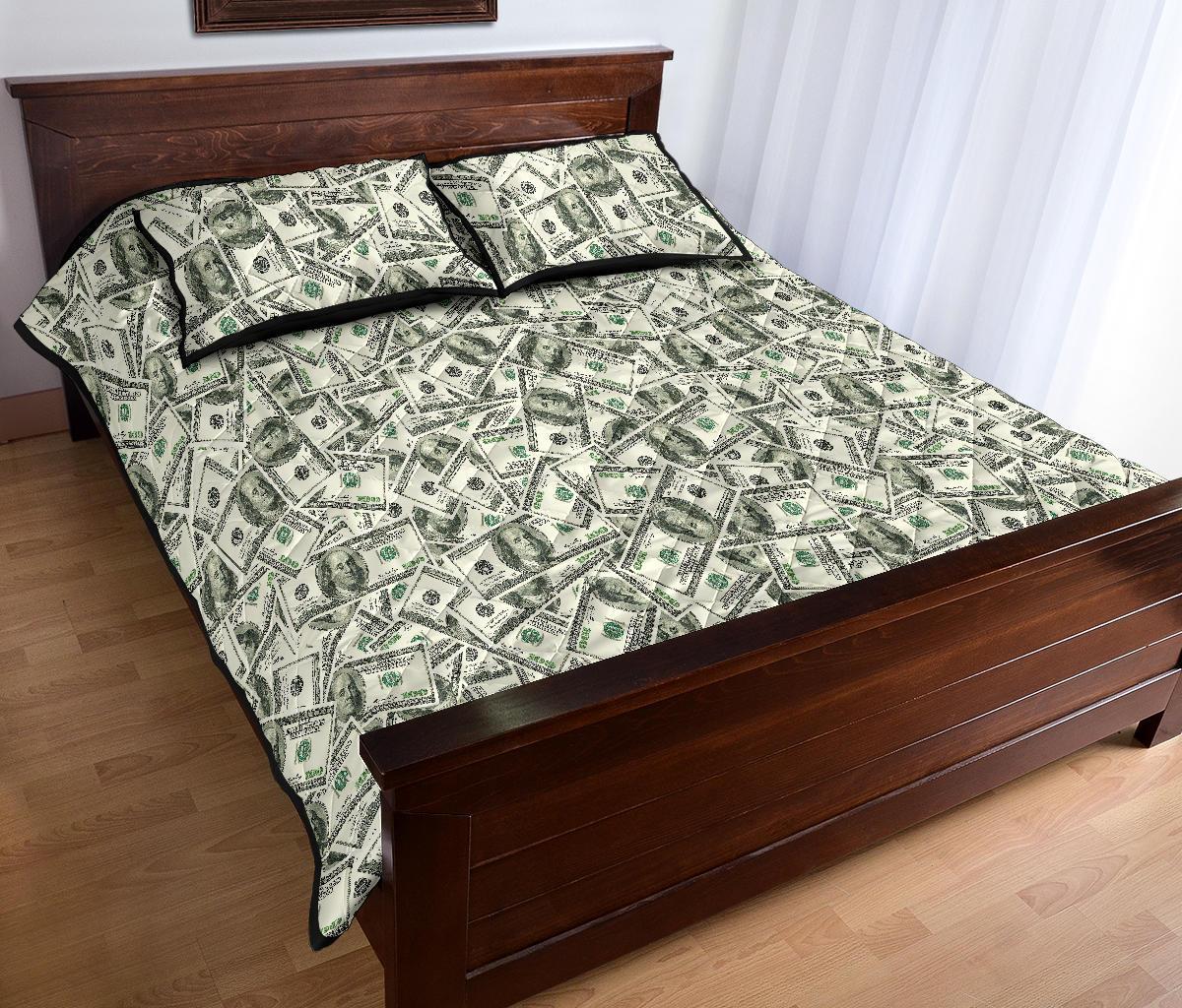 Dollar Money Pattern Print Bed Set Quilt-grizzshop