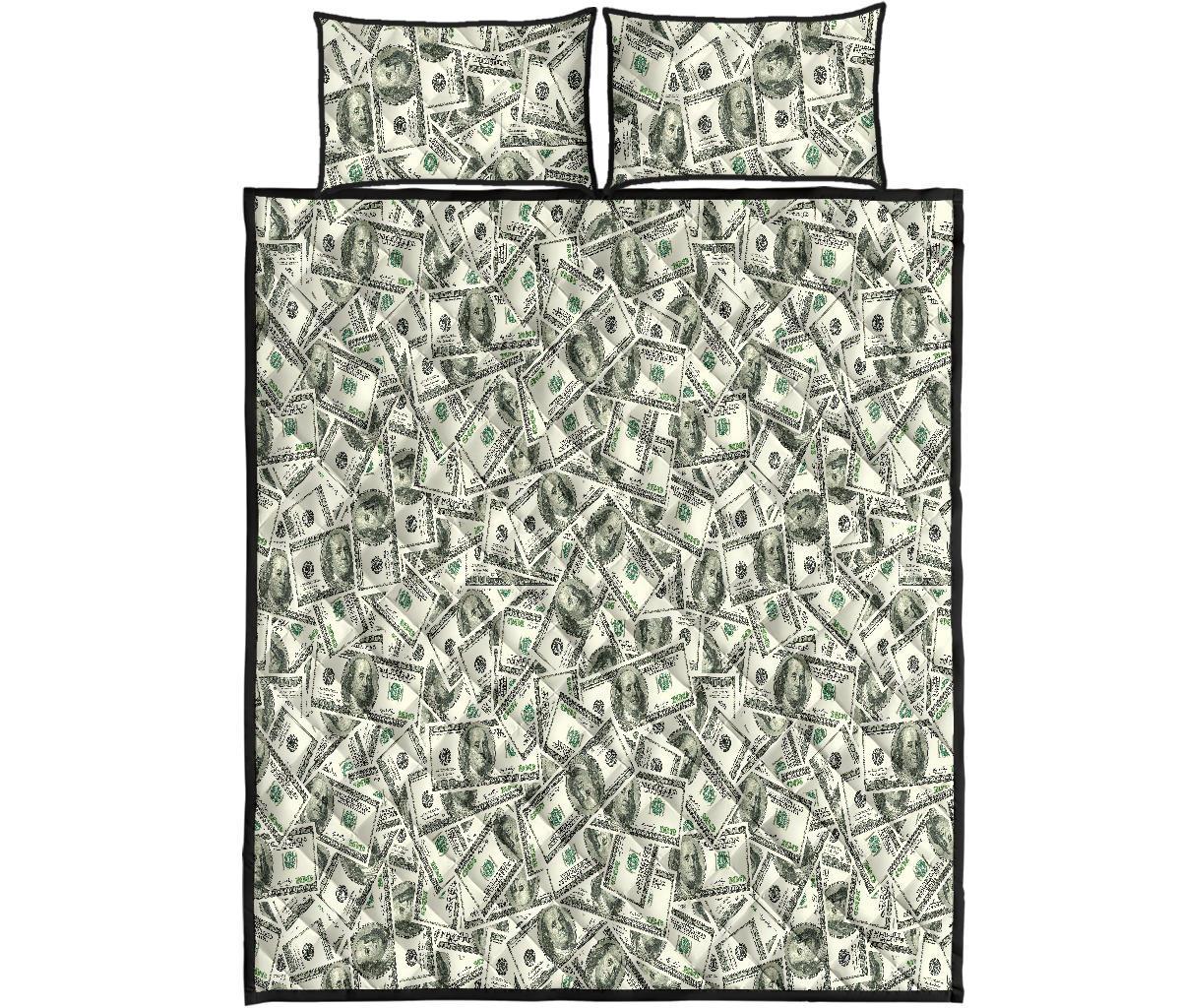 Dollar Money Pattern Print Bed Set Quilt-grizzshop