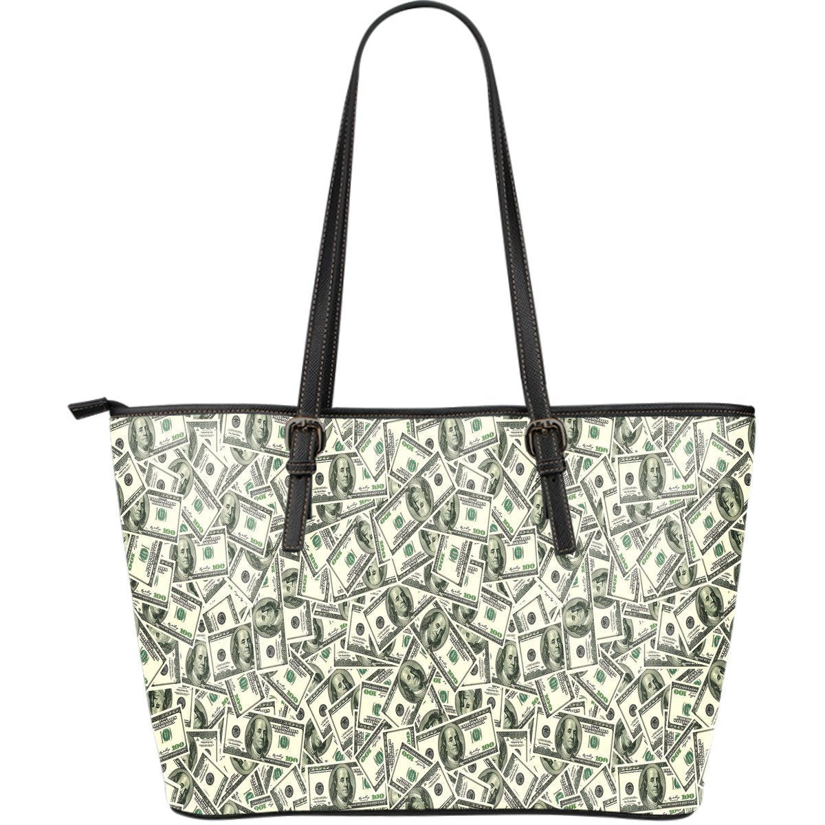 Dollar Money Pattern Print Leather Tote Bag-grizzshop