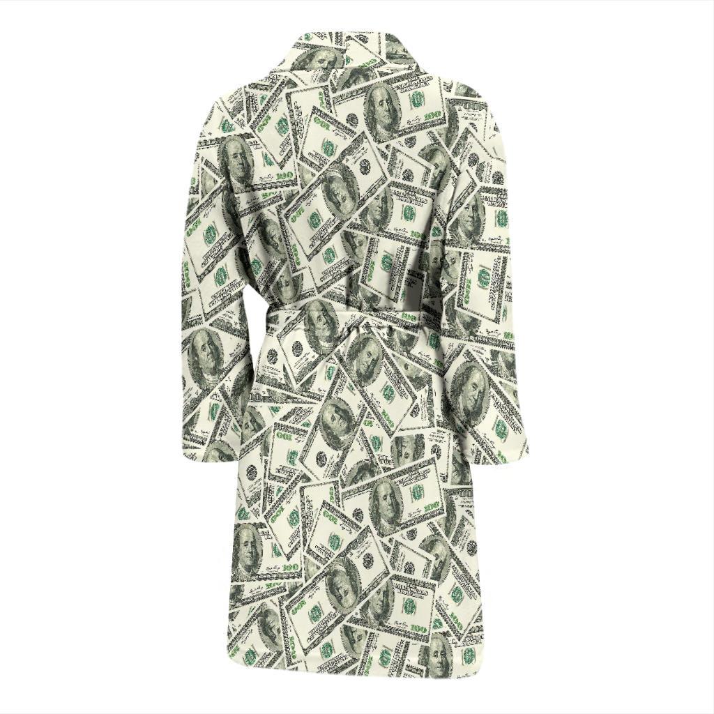 Dollar Money Pattern Print Men Long Robe-grizzshop