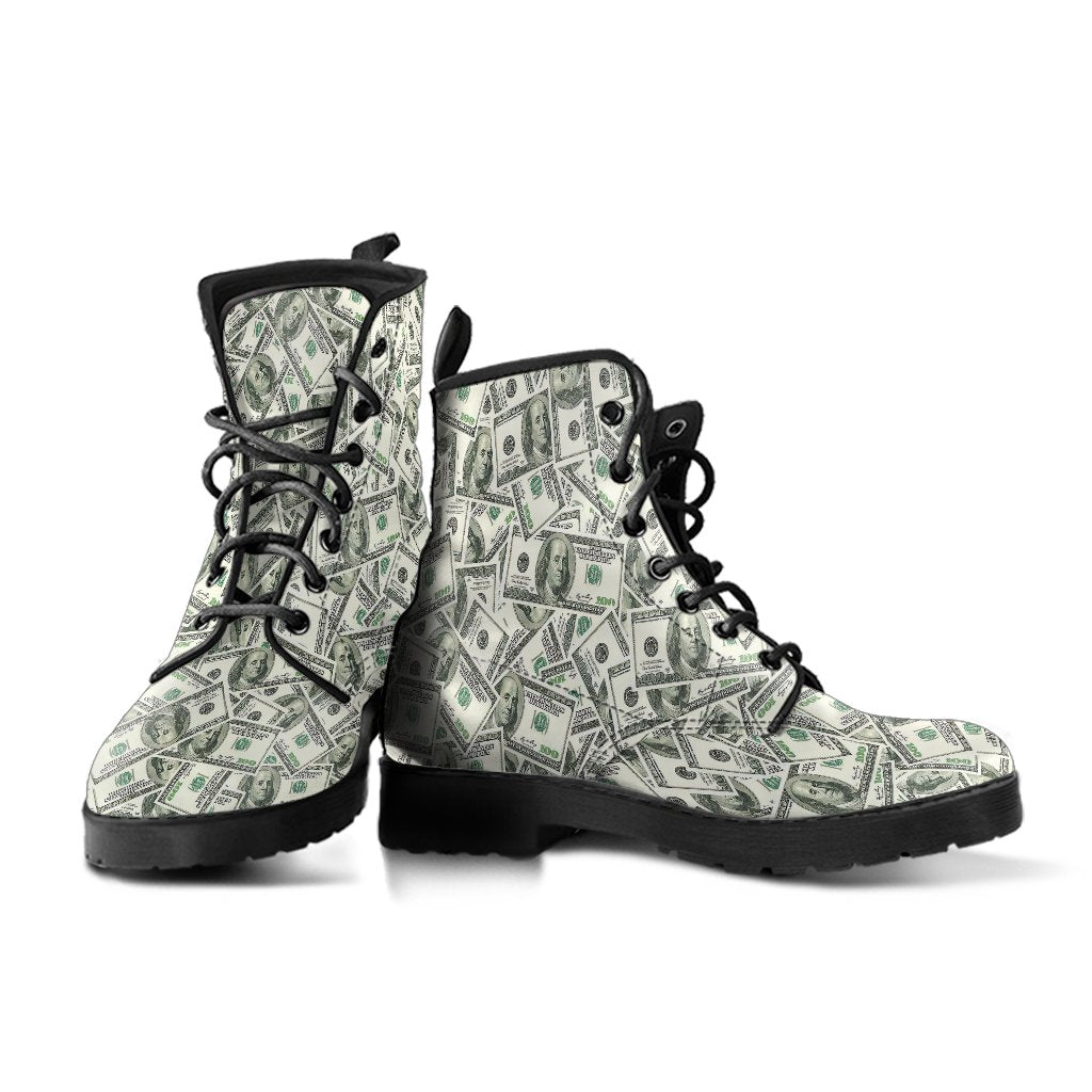 Dollar Money Pattern Print Men Women Leather Boots-grizzshop