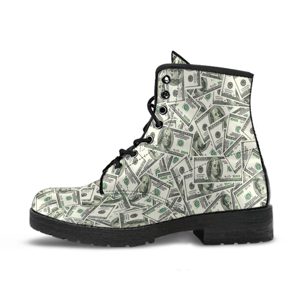Dollar Money Pattern Print Men Women Leather Boots-grizzshop