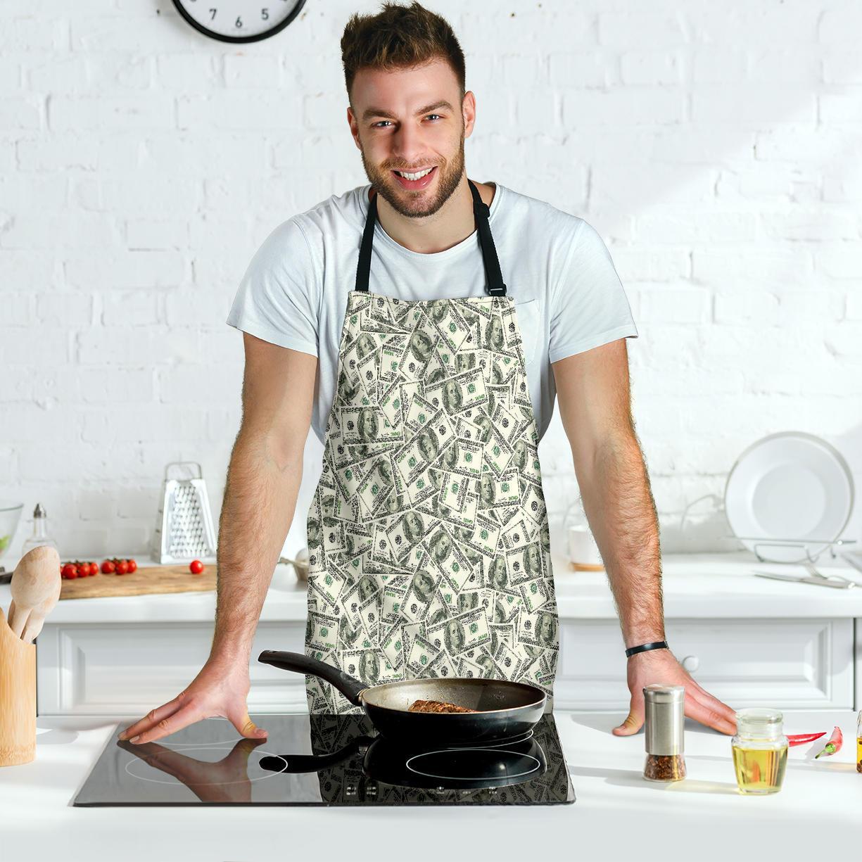 Dollar Money Pattern Print Men's Apron-grizzshop