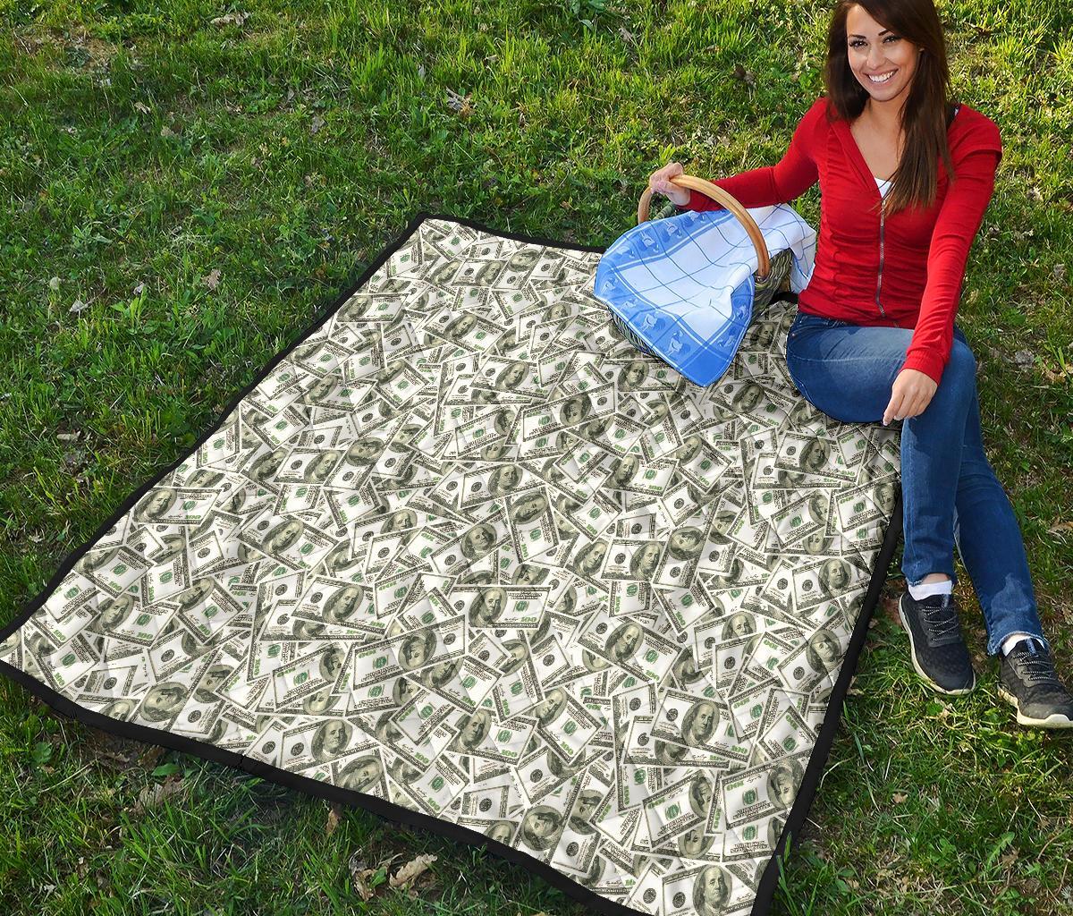 Dollar Money Pattern Print Quilt-grizzshop