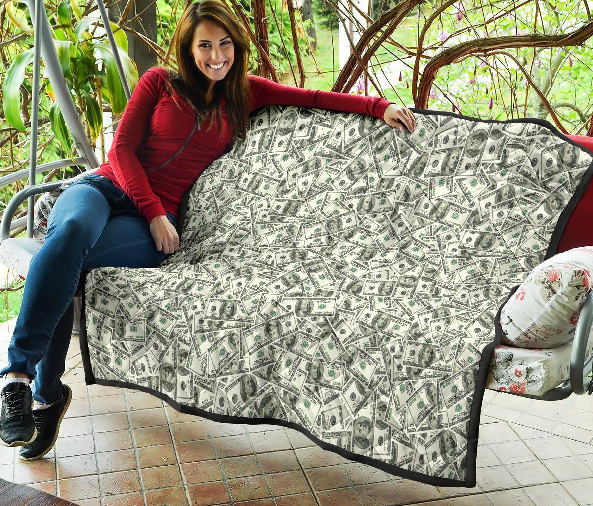 Dollar Money Pattern Print Quilt-grizzshop