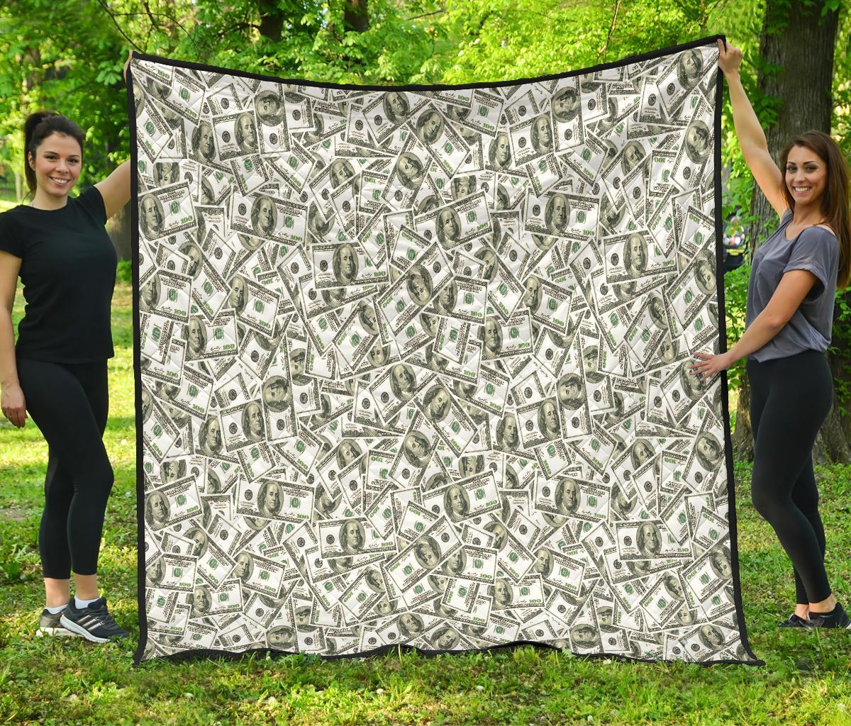 Dollar Money Pattern Print Quilt-grizzshop