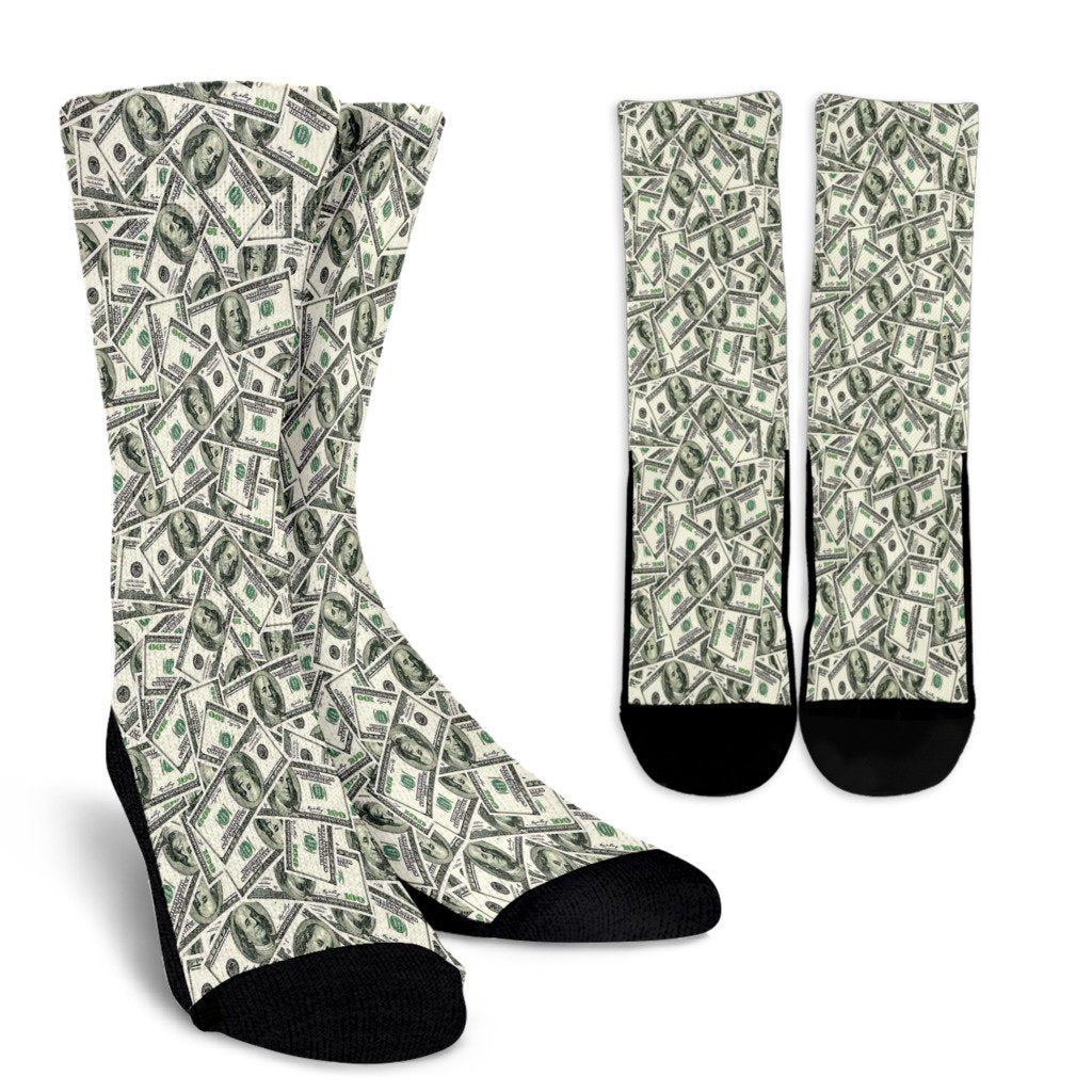 Dollar Money Pattern Print Unisex Crew Socks-grizzshop