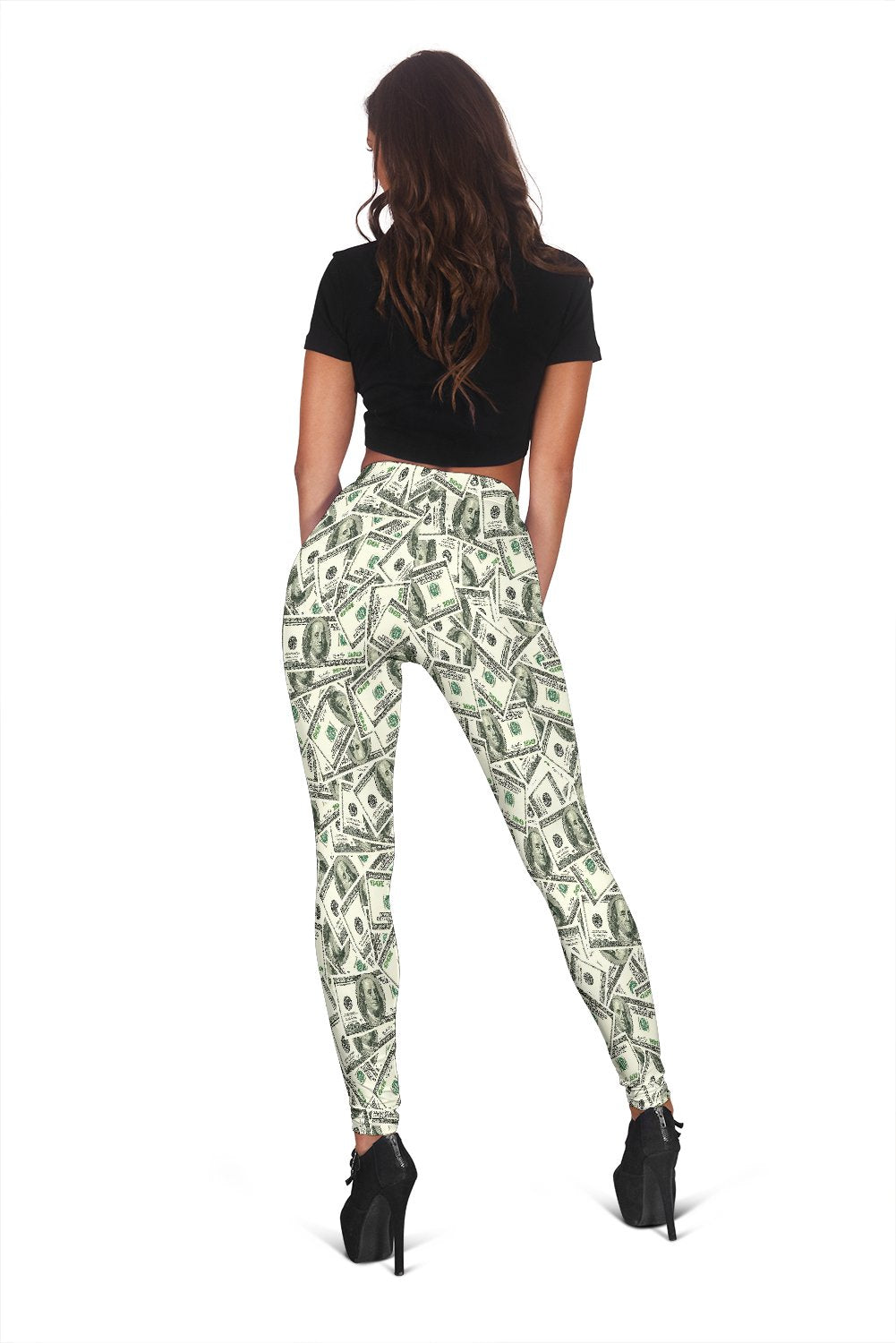 Dollar Money Pattern Print Women Leggings-grizzshop