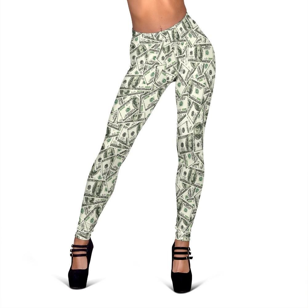 Dollar Money Pattern Print Women Leggings-grizzshop
