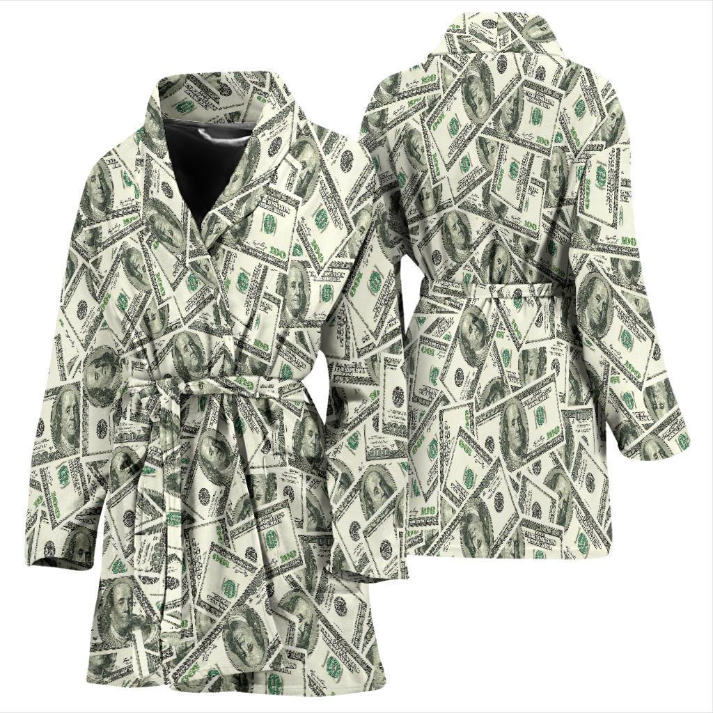 Dollar Money Pattern Print Women Long Robe-grizzshop