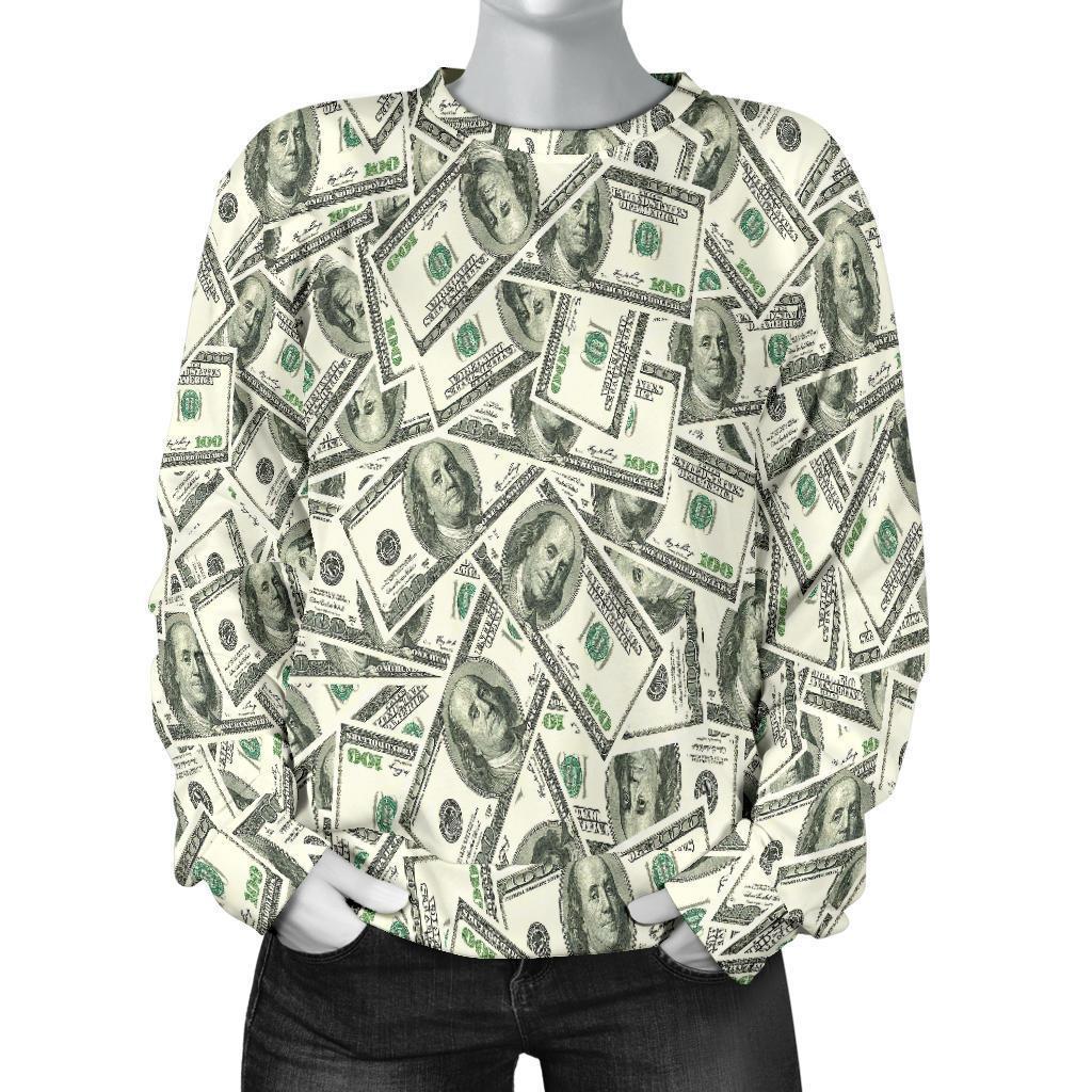 Dollar Money Pattern Print Women's Sweatshirt-grizzshop