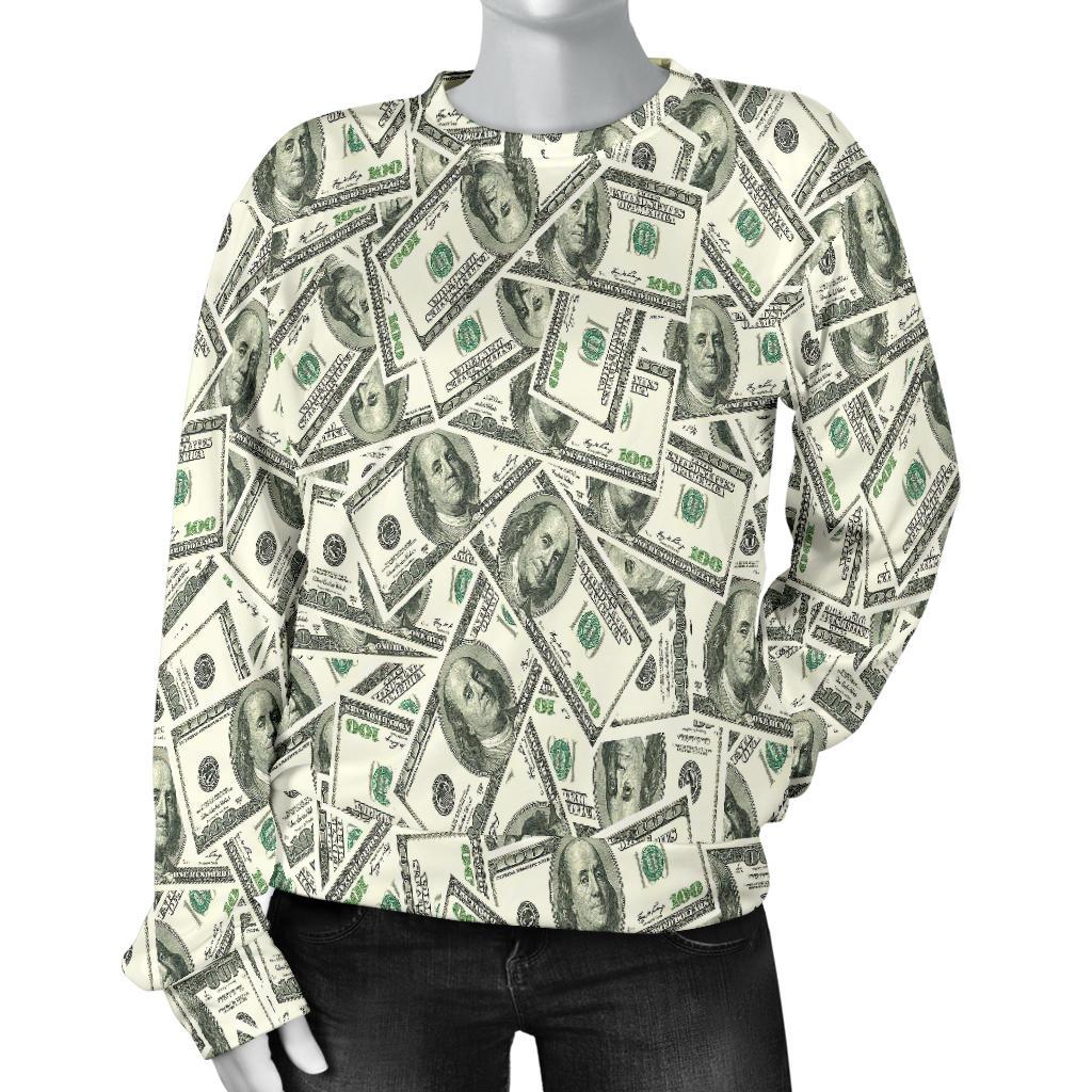 Dollar Money Pattern Print Women's Sweatshirt-grizzshop