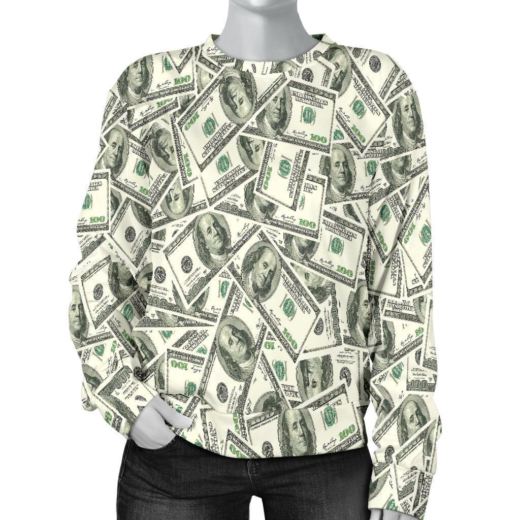 Dollar Money Pattern Print Women's Sweatshirt-grizzshop