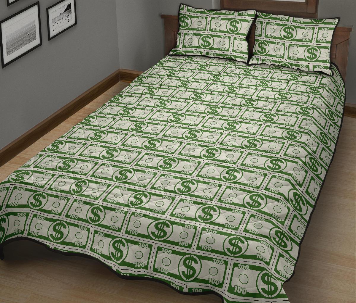 Dollar Money Print Pattern Bed Set Quilt-grizzshop